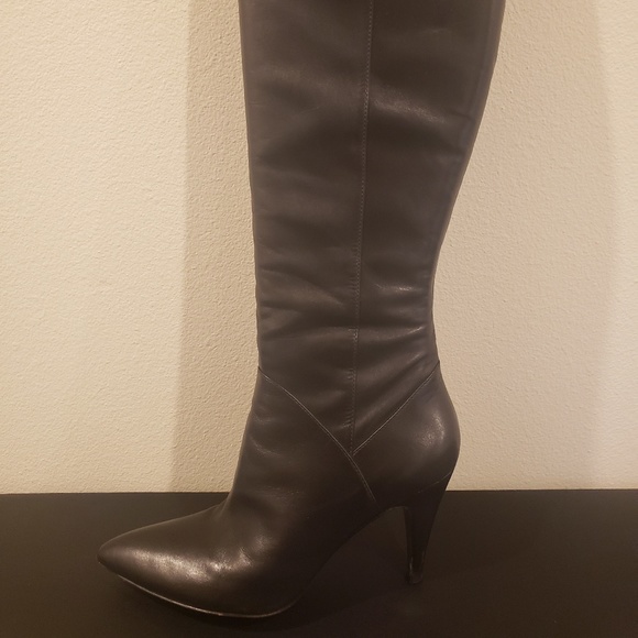 Via Spiga Leather Stiletto Knee High Boots - Picture 3 of 8